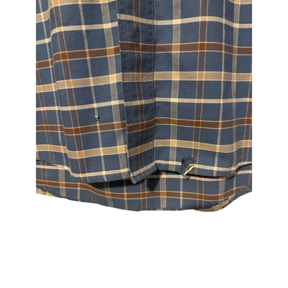 Cabela’s Plaid Button Front Shirt Size L Blue Brown READ - Picture 3 of 6